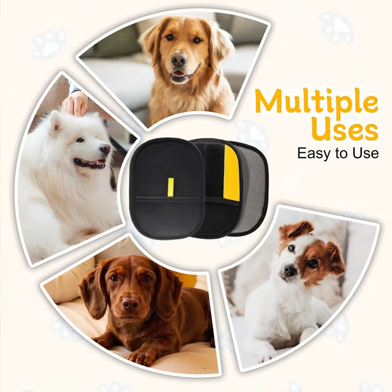 Pet Hair Removal Brush and Deshedding Gloves for Cats and Dogs - Double-Sided Fur Cleaning Tool for Carpets