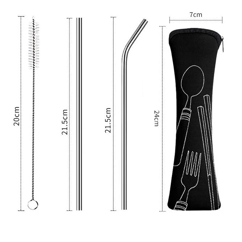 8Pcs/Set Portable Tableware Bag Cutlery Zipper Bag Dinnerware Picnic Fork Spoon Dinnerware Outdoor Camping Picnicking Tools