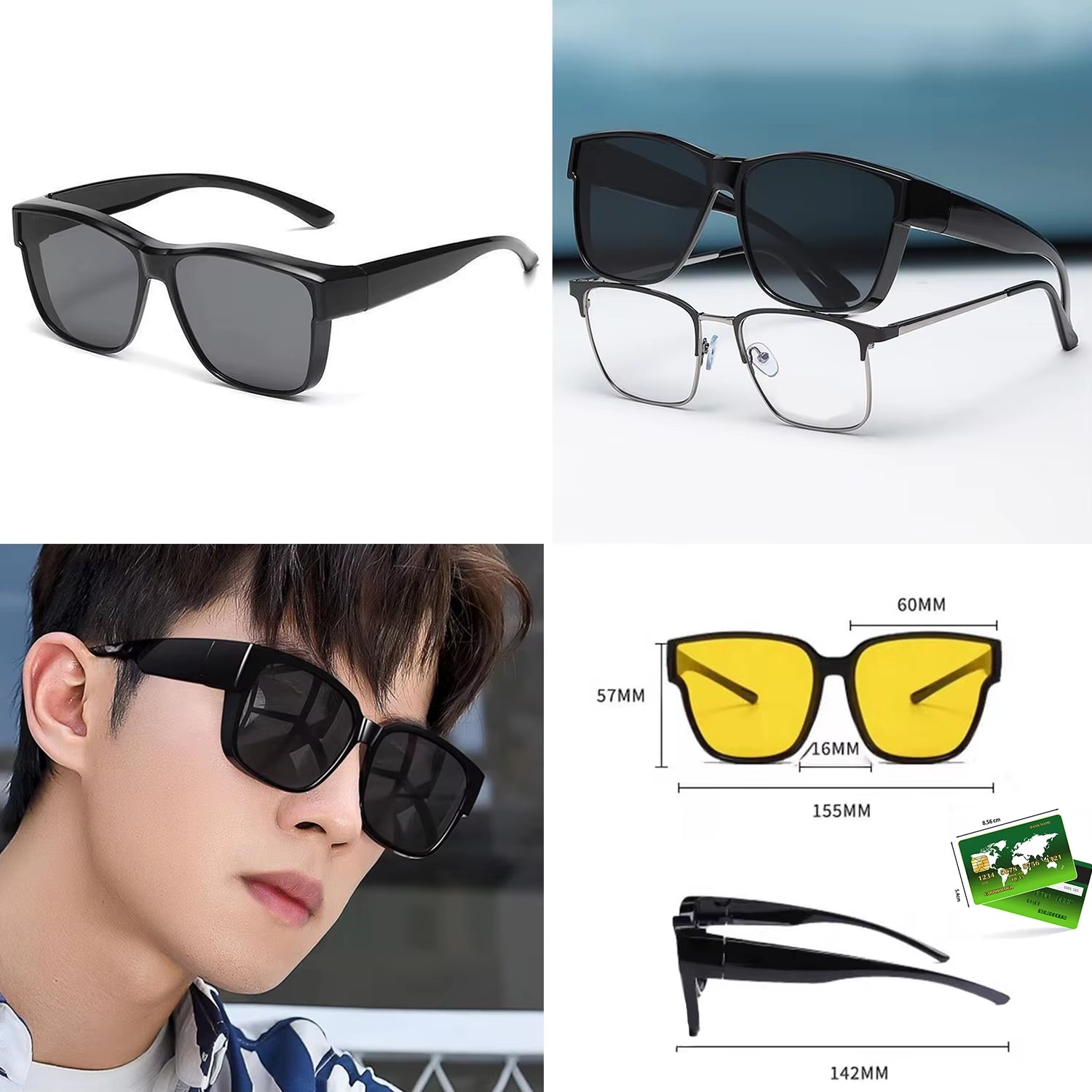 For Driving Riding That Can Be Worn over Other Glasses Wrap around Square Shades Fit over Glasses Sunglasses Polarized