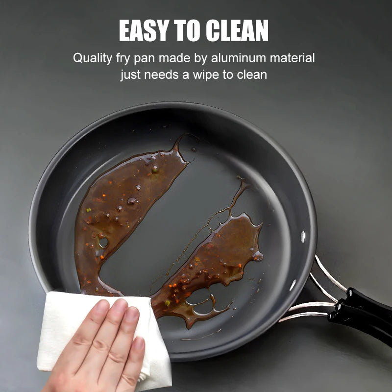 WESTTUNE Camping Frying Pan Aluminum Camping Picnic Plate Dish Portable Outdoor Cookware with Foldable Handle Hiking Cookware