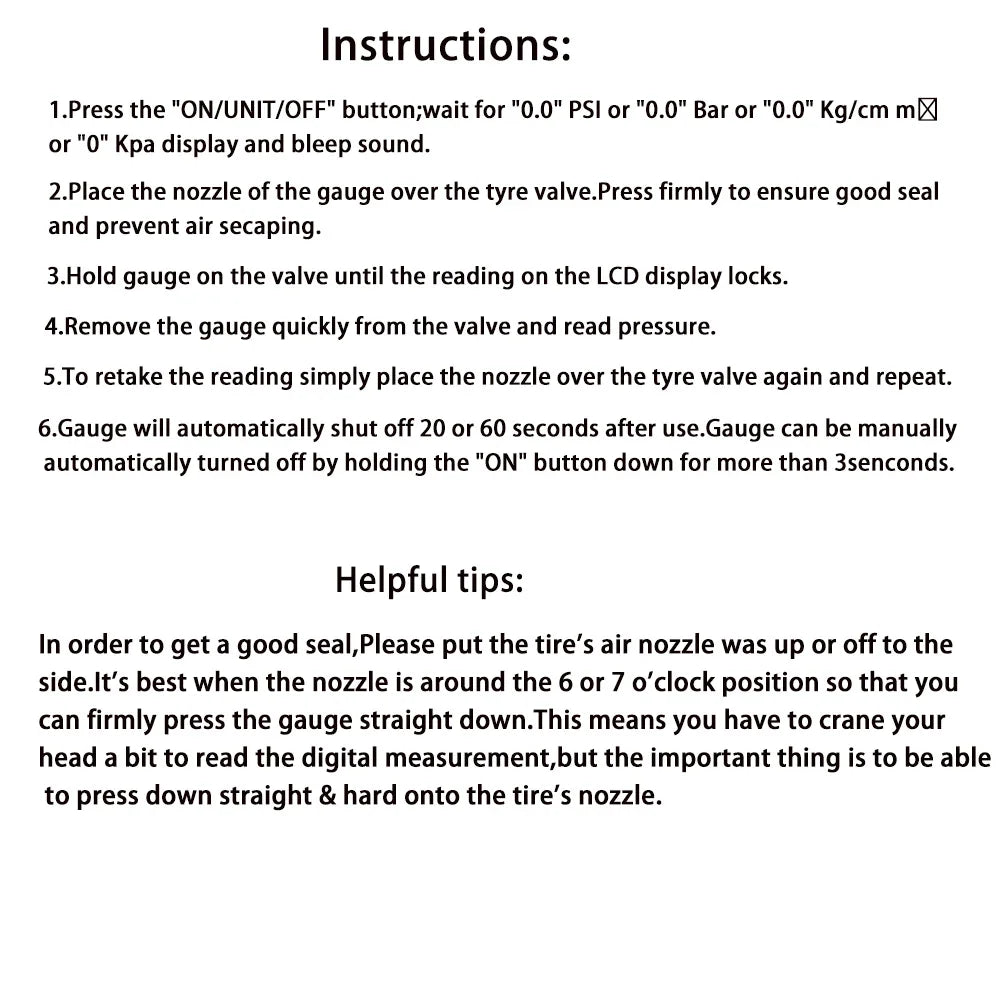 High-Precision Digital Tire Pressure Gauge with Backlight - Accurate Monitoring for Your Car's Tyres