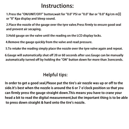 High-Precision Digital Tire Pressure Gauge with Backlight - Accurate Monitoring for Your Car's Tyres