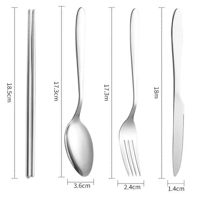 8Pcs/Set Portable Tableware Bag Cutlery Zipper Bag Dinnerware Picnic Fork Spoon Dinnerware Outdoor Camping Picnicking Tools