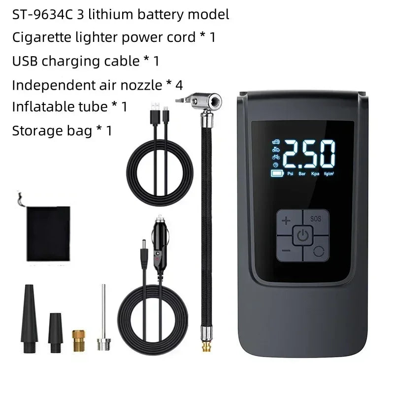 Air Compressor Air Pump for Car Portable Tyre Inflator Electric Motorcycle Pump Air Compressor for Car Motorcycles Bicycles