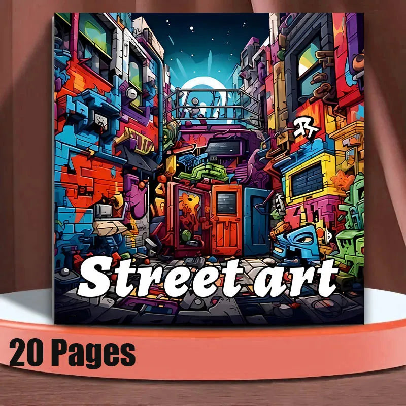 Adult Picture Book Street Art Coloring Book 20Page for Birthday Party Relieve Stress Kill Time Graffiti Painting Drawing Books