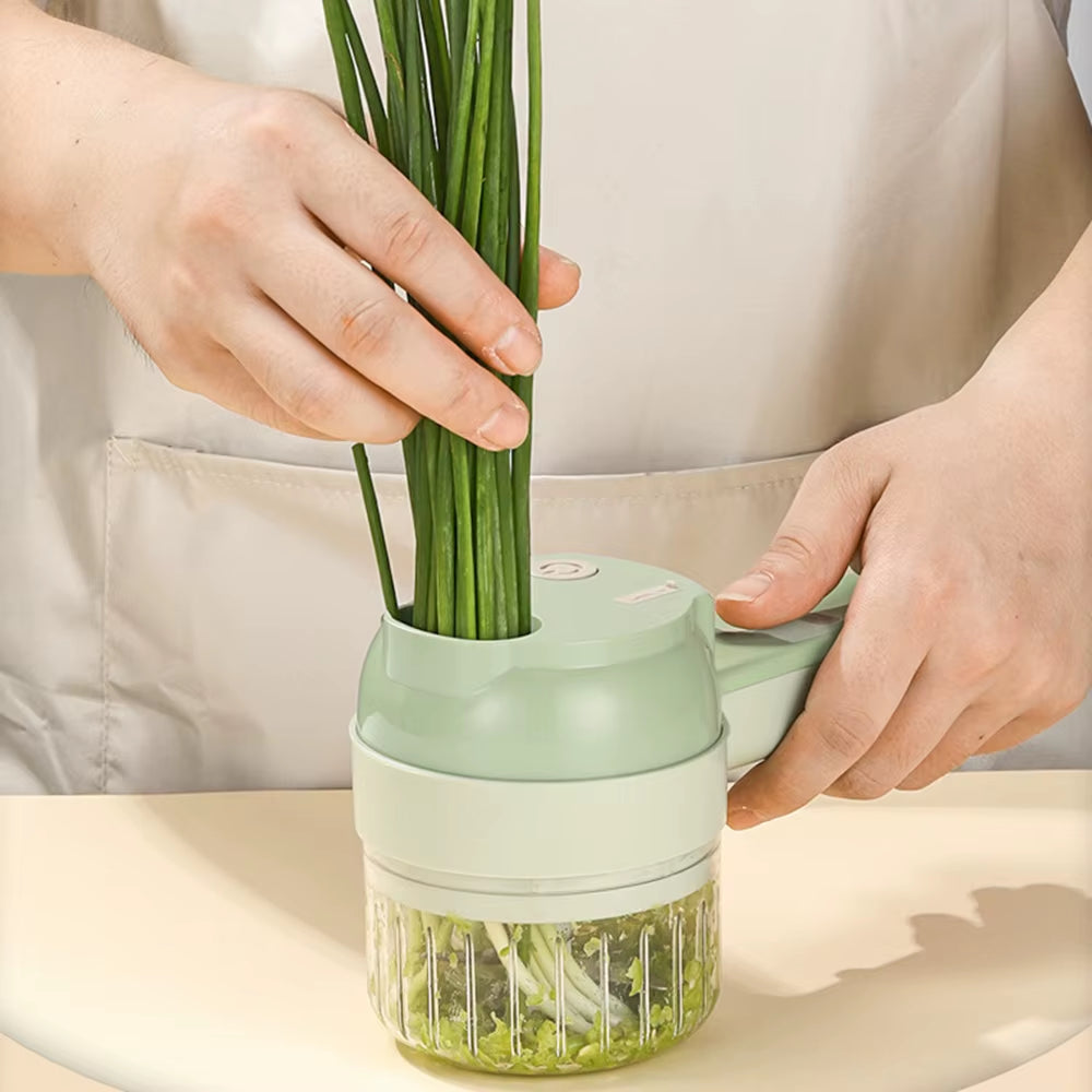 USB Wireless Vegetable Slicer Cutter 4 in 1 Electric Garlic Masher Food Chopper Meat Grinder Machine Kitchen Handheld 자동야채슬라이서