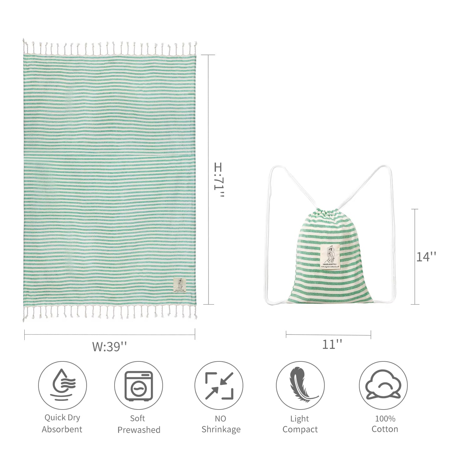 YEUZLICOTTON Hot Sale Luxury Striped Tassel 100% Cotton Sauna Spa Bath Towel for Home 100*180CM Travel Turkish Large Beach Towel