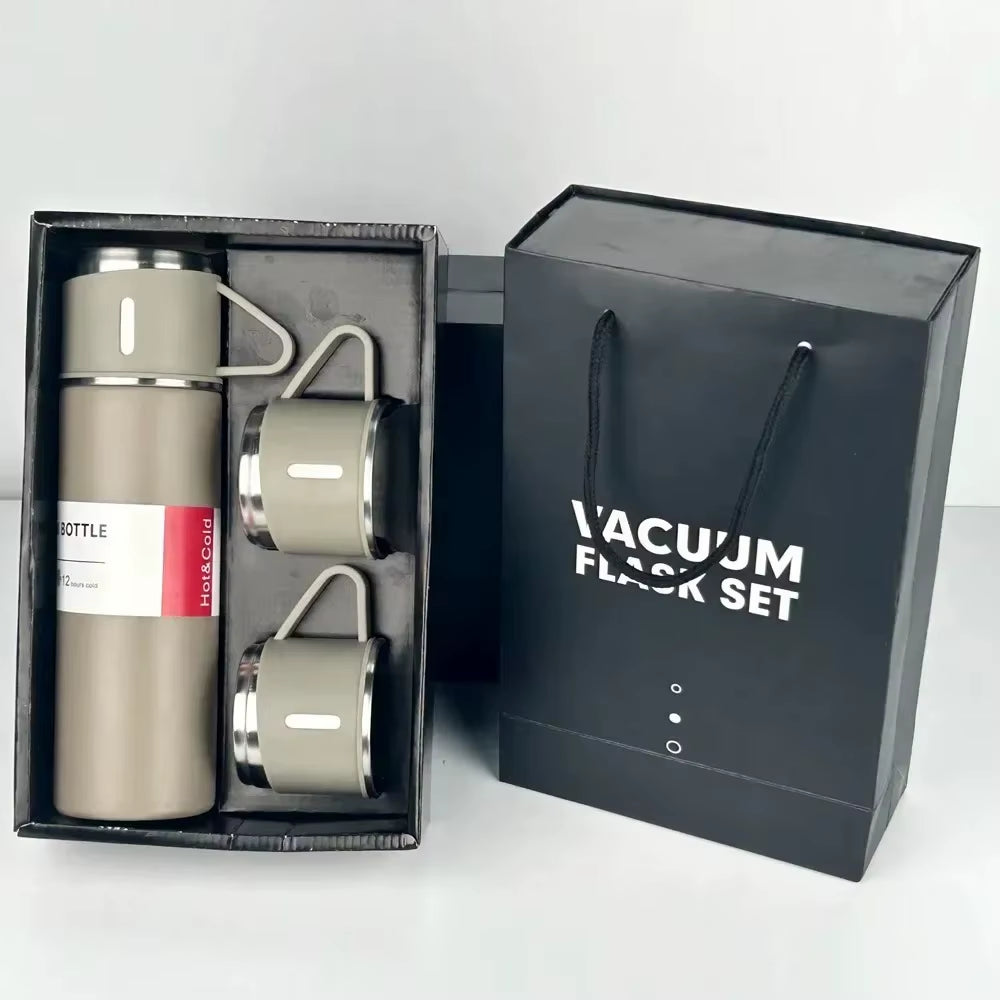 500ML 304 Stainless Steel Vacuum Insulated Bottle Gift Set Office Business Style Coffee Mug Thermos Bottle Portable Flask Carafe