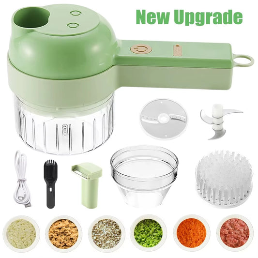 USB Wireless Vegetable Slicer Cutter 4 in 1 Electric Garlic Masher Food Chopper Meat Grinder Machine Kitchen Handheld 자동야채슬라이서