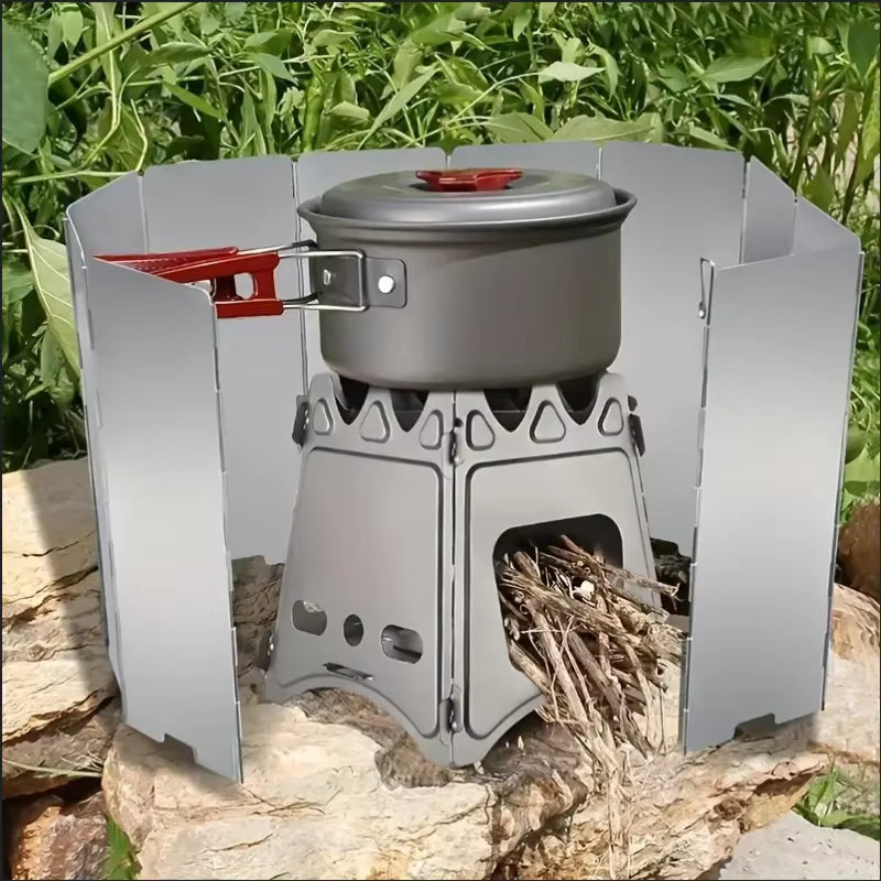 8 Plates / 10 Plates Aluminum Alloy Stove Windscreen, Ultralight Foldable Stove Windshield, Suitable for Outdoor Camping, Picnic