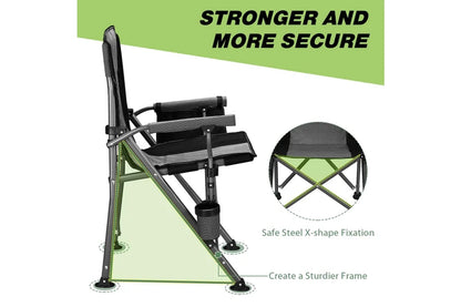 Folding Camping Chair Picnic Hiking Outdoor Beach Fishing Seat Lawn Patio Seating Furniture Portable Lightweight with Armrests Cup Holder Grey