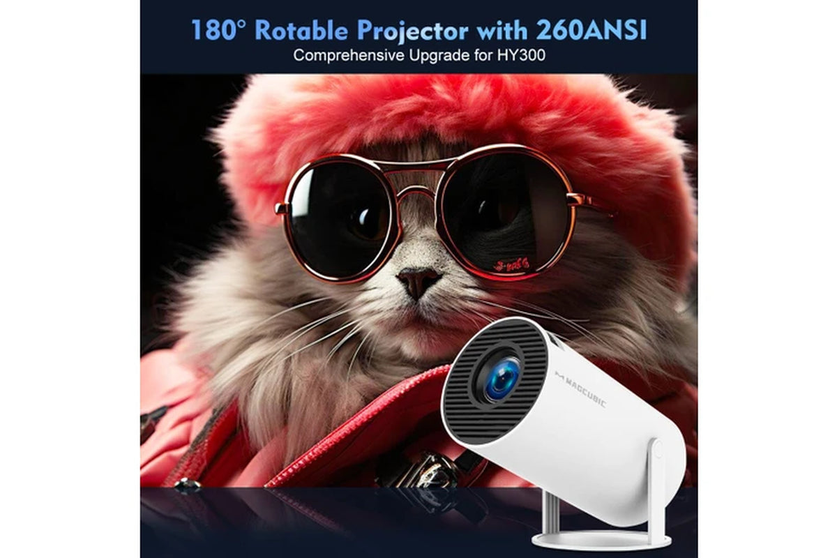 Magcubic HY300 Pro Portable 4K Decoding Projector - Wifi6, Android 11, Bluetooth 5.0 - Ultra-Sharp Imaging, Smart Connectivity, Superior Audio - White