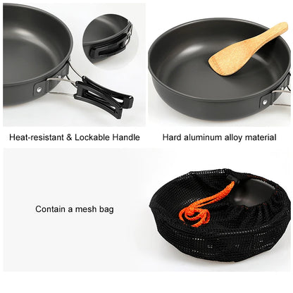 WESTTUNE Camping Frying Pan Aluminum Camping Picnic Plate Dish Portable Outdoor Cookware with Foldable Handle Hiking Cookware