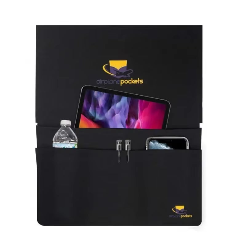 Aircraft Meal Tray Holder, Seat Back Organizer, Tray Table Cover, Airplane Seat Back Hanging Pouch, Phone and Cup Storage Bag