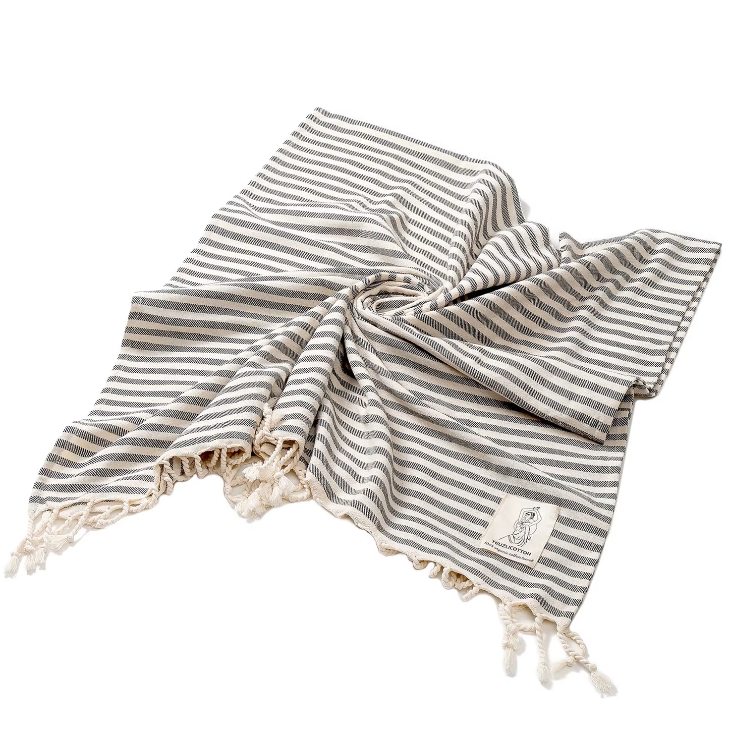 YEUZLICOTTON Hot Sale Luxury Striped Tassel 100% Cotton Sauna Spa Bath Towel for Home 100*180CM Travel Turkish Large Beach Towel