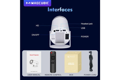 Magcubic HY300 Pro Portable 4K Decoding Projector - Wifi6, Android 11, Bluetooth 5.0 - Ultra-Sharp Imaging, Smart Connectivity, Superior Audio - White