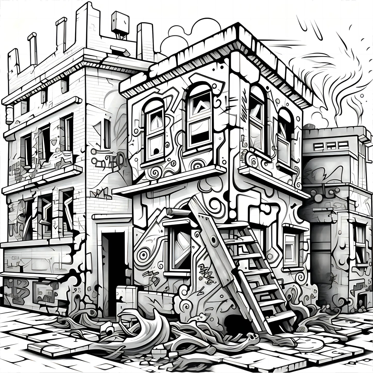 Adult Picture Book Street Art Coloring Book 20Page for Birthday Party Relieve Stress Kill Time Graffiti Painting Drawing Books