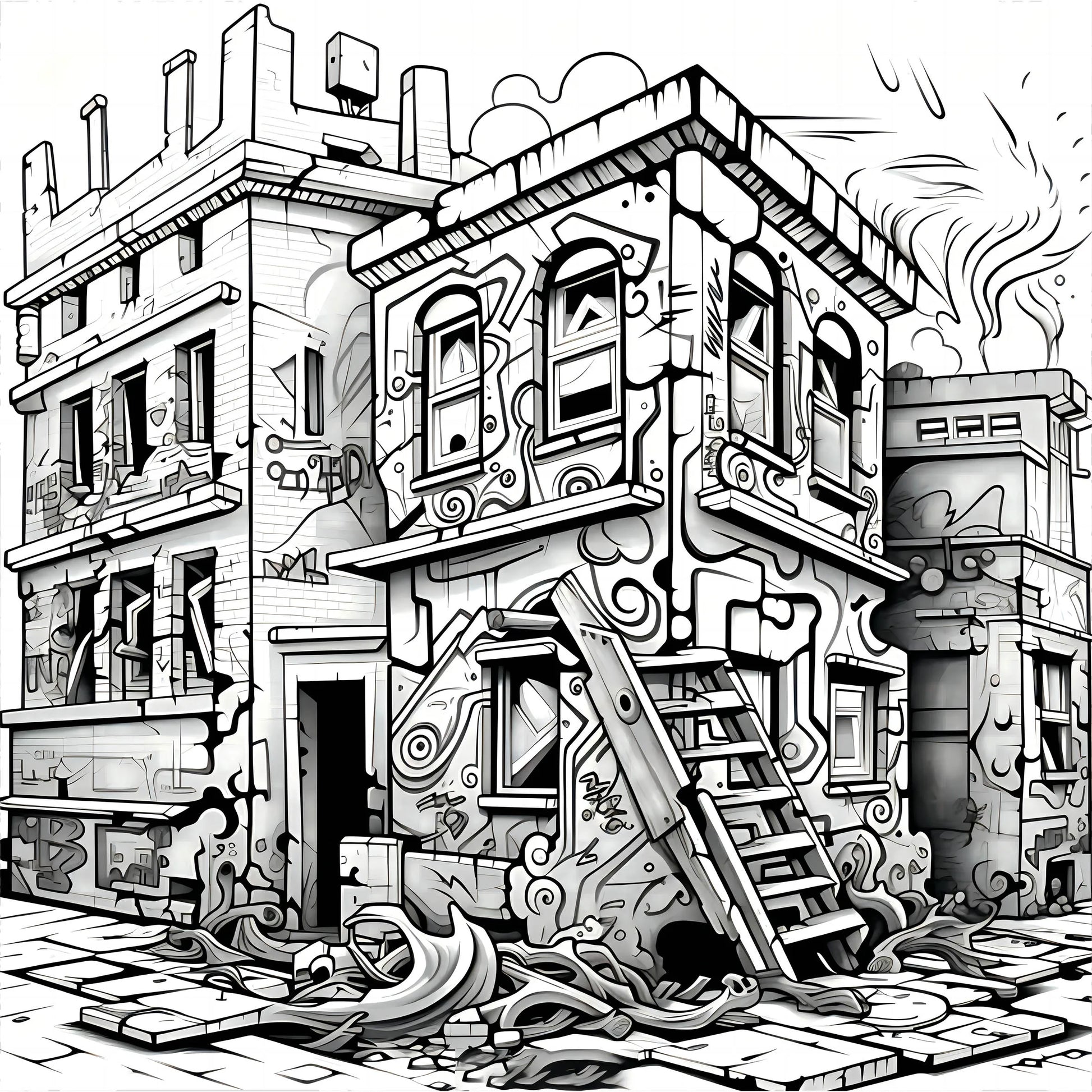 Adult Picture Book Street Art Coloring Book 20Page for Birthday Party Relieve Stress Kill Time Graffiti Painting Drawing Books