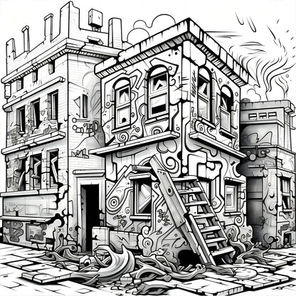 Adult Picture Book Street Art Coloring Book 20Page for Birthday Party Relieve Stress Kill Time Graffiti Painting Drawing Books