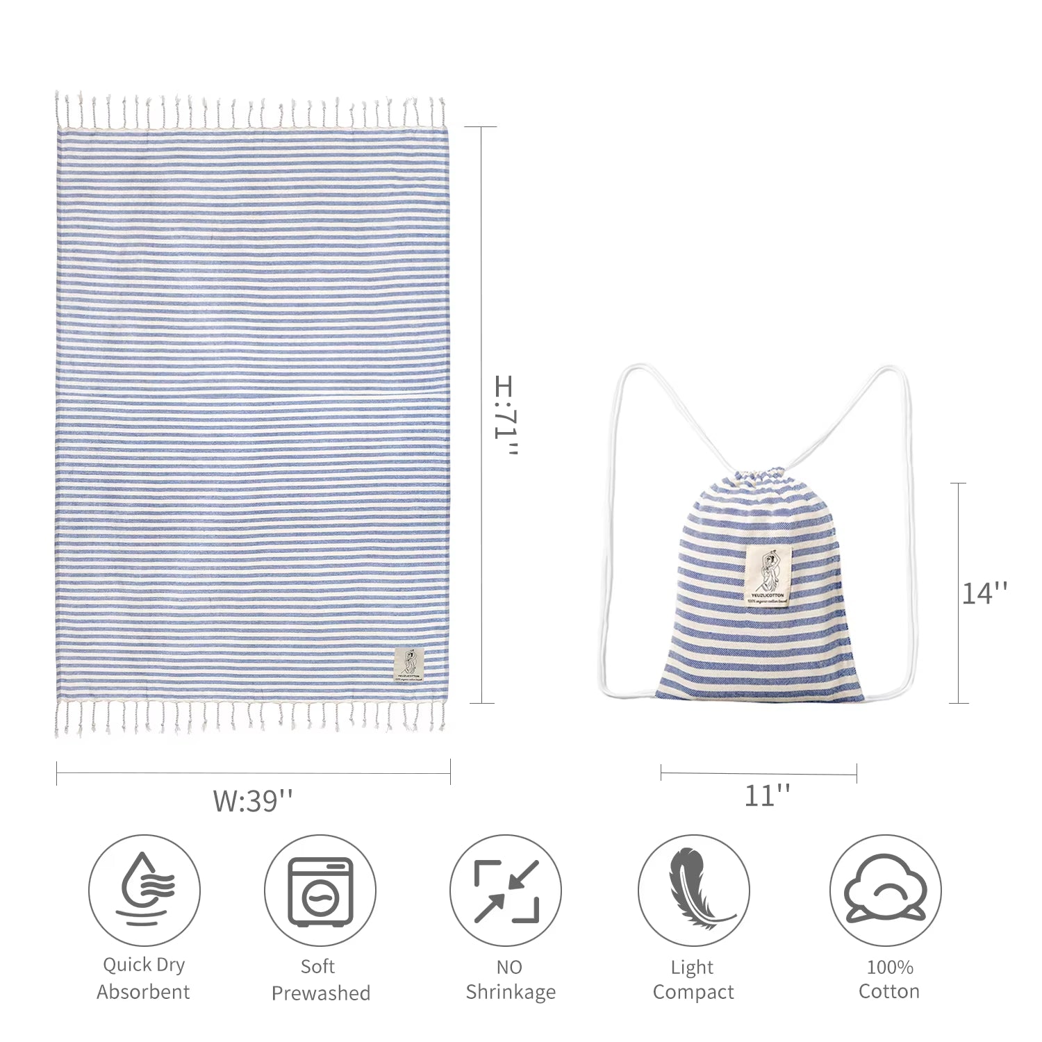 YEUZLICOTTON Hot Sale Luxury Striped Tassel 100% Cotton Sauna Spa Bath Towel for Home 100*180CM Travel Turkish Large Beach Towel