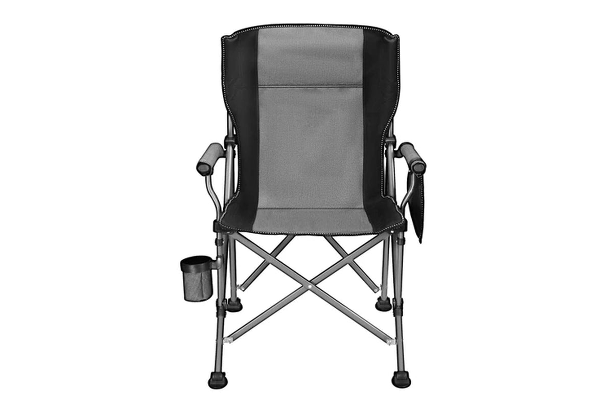 Folding Camping Chair Picnic Hiking Outdoor Beach Fishing Seat Lawn Patio Seating Furniture Portable Lightweight with Armrests Cup Holder Grey