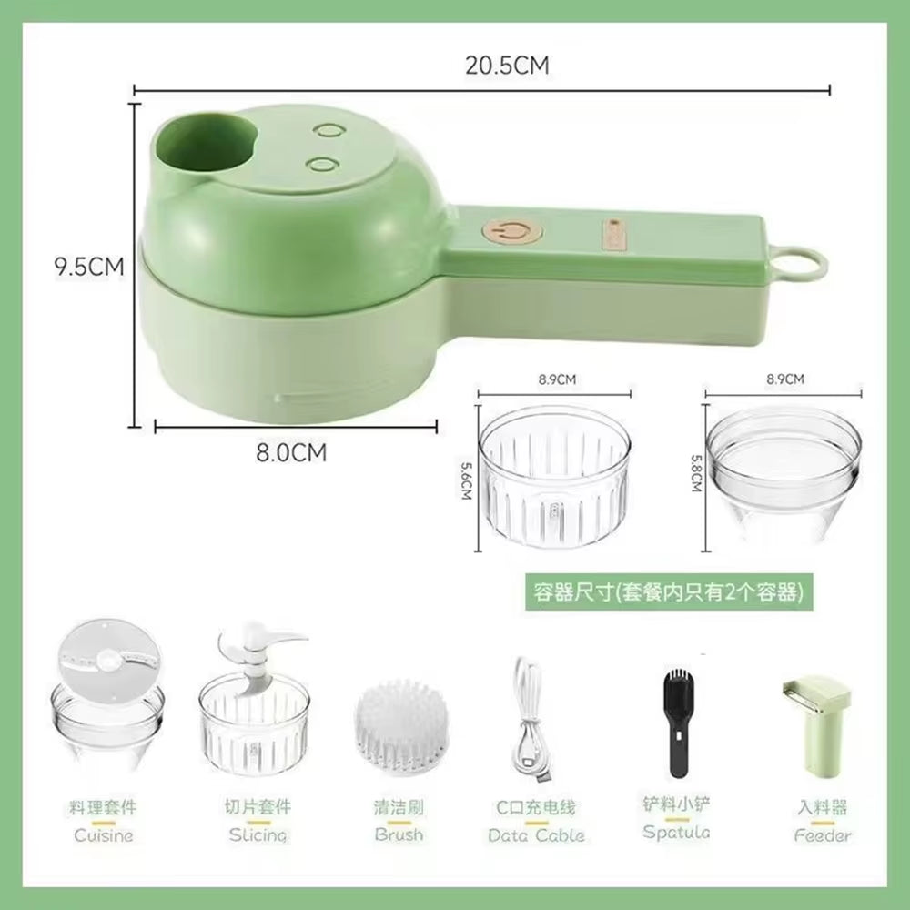 USB Wireless Vegetable Slicer Cutter 4 in 1 Electric Garlic Masher Food Chopper Meat Grinder Machine Kitchen Handheld 자동야채슬라이서