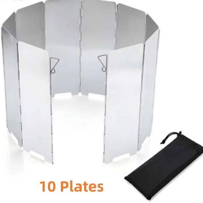 8 Plates / 10 Plates Aluminum Alloy Stove Windscreen, Ultralight Foldable Stove Windshield, Suitable for Outdoor Camping, Picnic