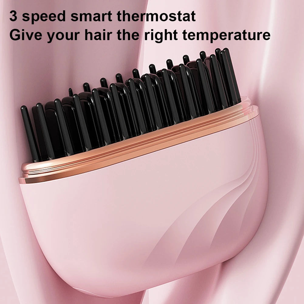 Wireless Mini Hair Straightening Comb - Portable Styling Tool