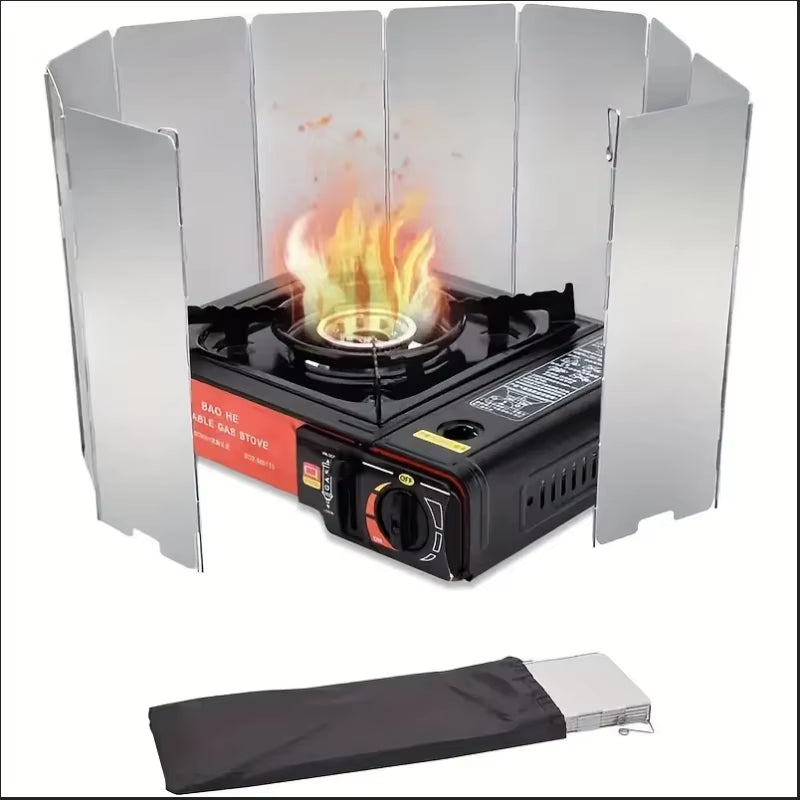8 Plates / 10 Plates Aluminum Alloy Stove Windscreen, Ultralight Foldable Stove Windshield, Suitable for Outdoor Camping, Picnic
