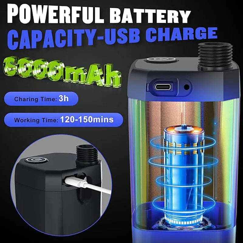 Rechargeable Portable Camping Shower with 6000mAh Battery, LED Display, and Electric Pump