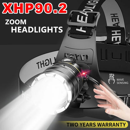 Z40 20000LM LED Headlamp XHP90 Flashlight Headlight Torch Zoom Sensor Headlight 18650 Rechargeable Light Outdoor Fishing Lantern