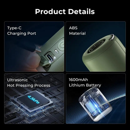 Electric Air Pump Ultralight Portable Nano Pump 2 Rechargeable Battery with Camping Lantern for Air Cushion, Air Pillow