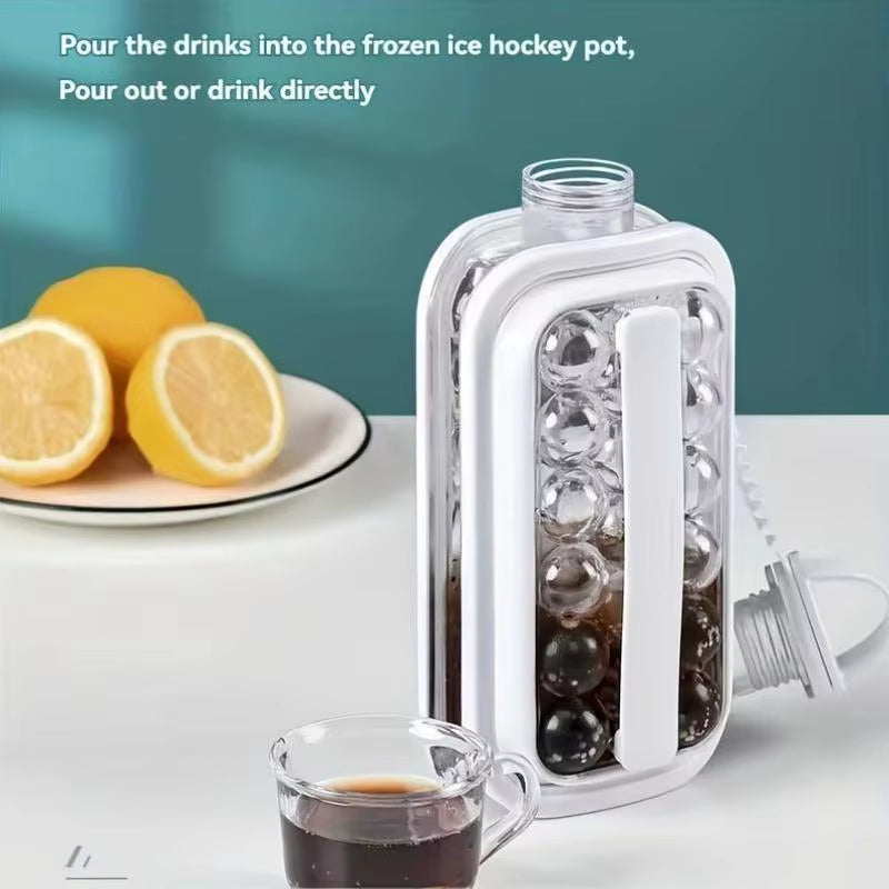 Whiskey Beverage Water Two in One Kettle Ice Maker Tray Silicone Non Stick Easy to Release Reusable Ice Hockey Mold