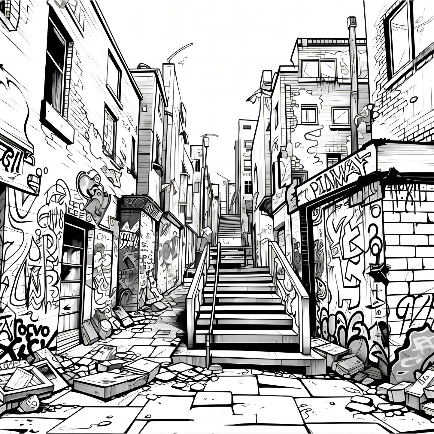 Adult Picture Book Street Art Coloring Book 20Page for Birthday Party Relieve Stress Kill Time Graffiti Painting Drawing Books