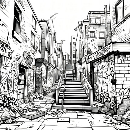 Adult Picture Book Street Art Coloring Book 20Page for Birthday Party Relieve Stress Kill Time Graffiti Painting Drawing Books