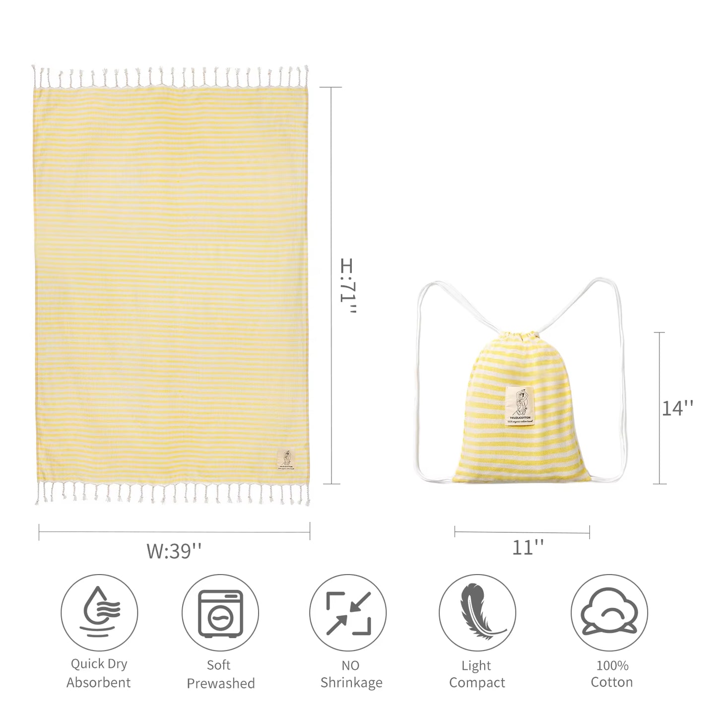 YEUZLICOTTON Hot Sale Luxury Striped Tassel 100% Cotton Sauna Spa Bath Towel for Home 100*180CM Travel Turkish Large Beach Towel