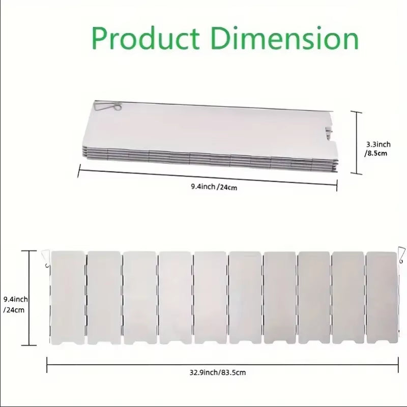 8 Plates / 10 Plates Aluminum Alloy Stove Windscreen, Ultralight Foldable Stove Windshield, Suitable for Outdoor Camping, Picnic